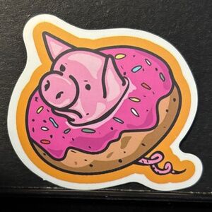 PIGGY WEARING PINK SPRINKLE DOUNT STICKER